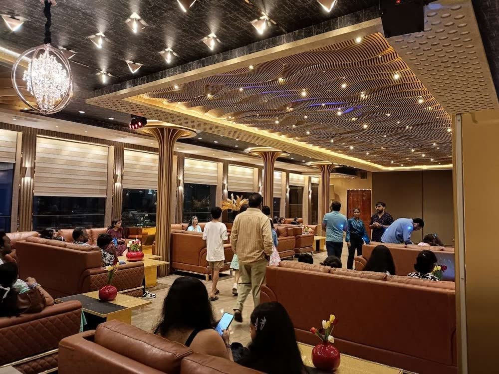 Cruise deck decorated for an evening event
